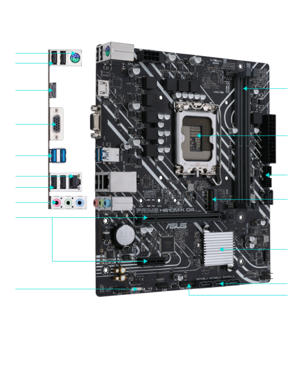 مادربرد ایسوس ASUS Motherboard H610 MK DDR4 - Image 2