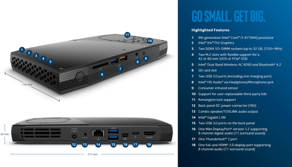 کامپیوتر کوچک Intel NUC6i7KYK استوک | i7 6770HQ | RAM 8 | M2 128GB - Image 4